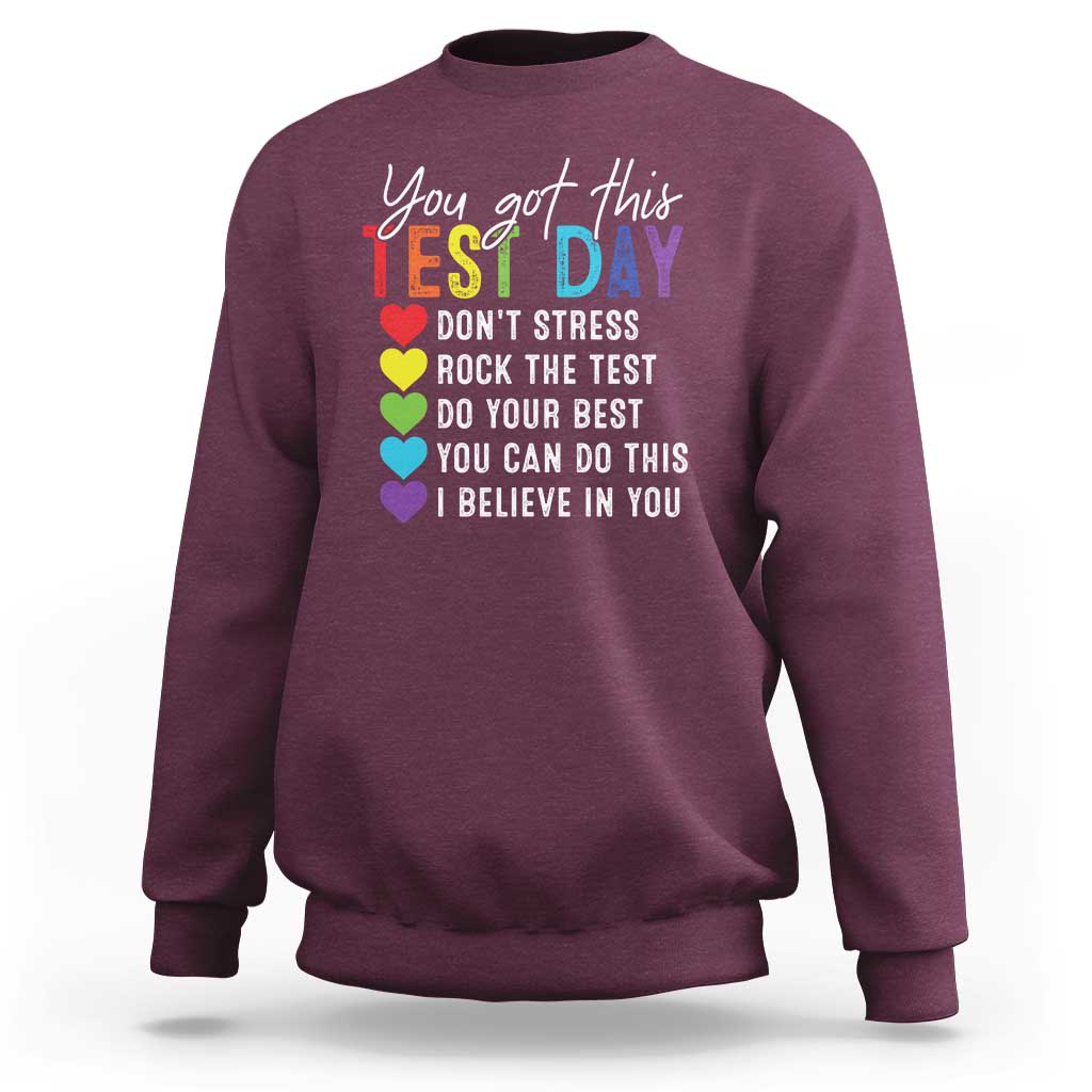 Funny Test Day Sweatshirt You Got This Don't Stress Rock The Test