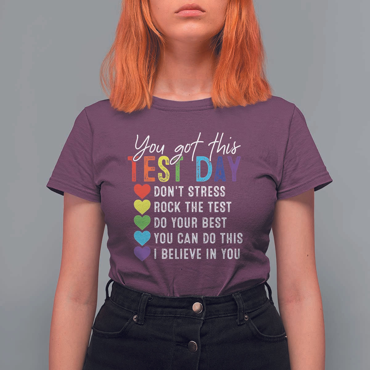 Funny Test Day T Shirt For Women You Got This Don't Stress Rock The Test
