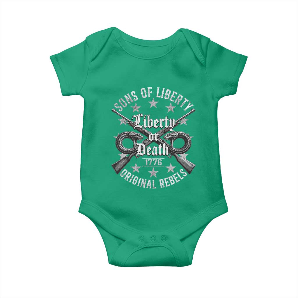 Sons Of Liberty 1776 Original Rebels Liberty Or Death Baby Onesie Patriotic US History - Wonder Print Shop