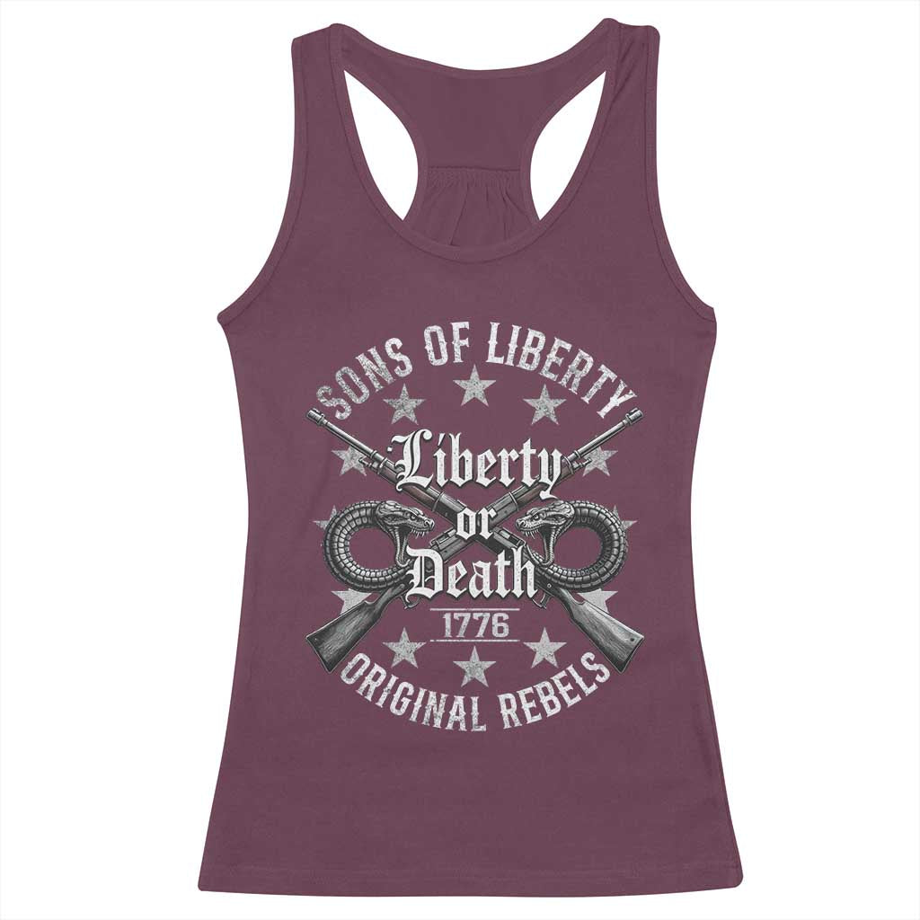 Sons Of Liberty 1776 Original Rebels Liberty Or Death Racerback Tank Top Patriotic US History - Wonder Print Shop