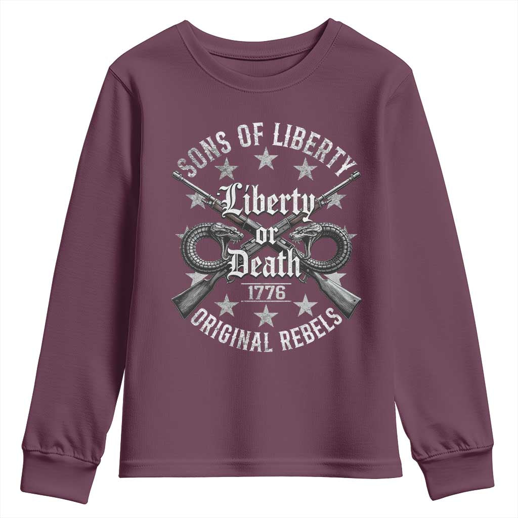 Sons Of Liberty 1776 Original Rebels Liberty Or Death Youth Sweatshirt Patriotic US History - Wonder Print Shop
