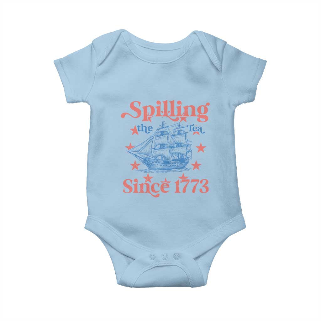 Funny Spilling The Tea Since 1776 Baby Onesie Us History Teacher 4th Of July - Wonder Print Shop