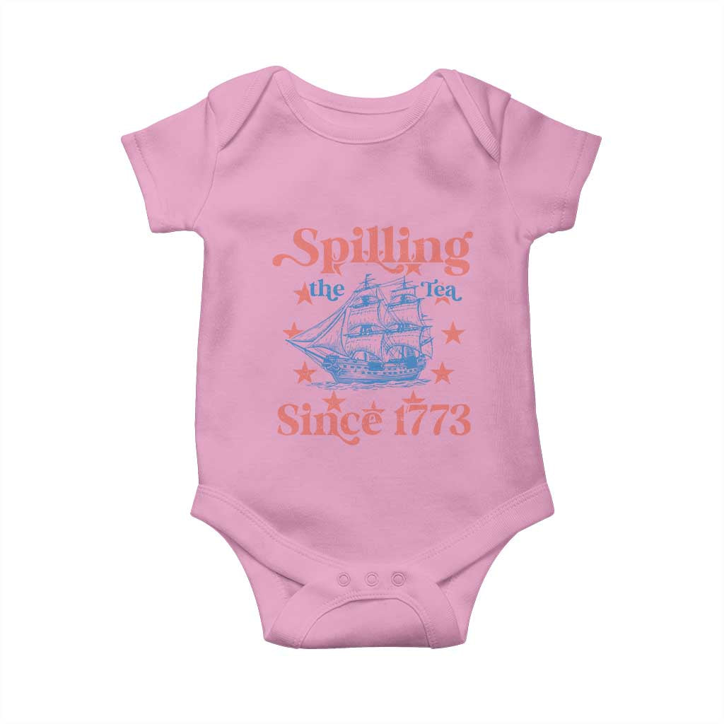 Funny Spilling The Tea Since 1776 Baby Onesie Us History Teacher 4th Of July - Wonder Print Shop
