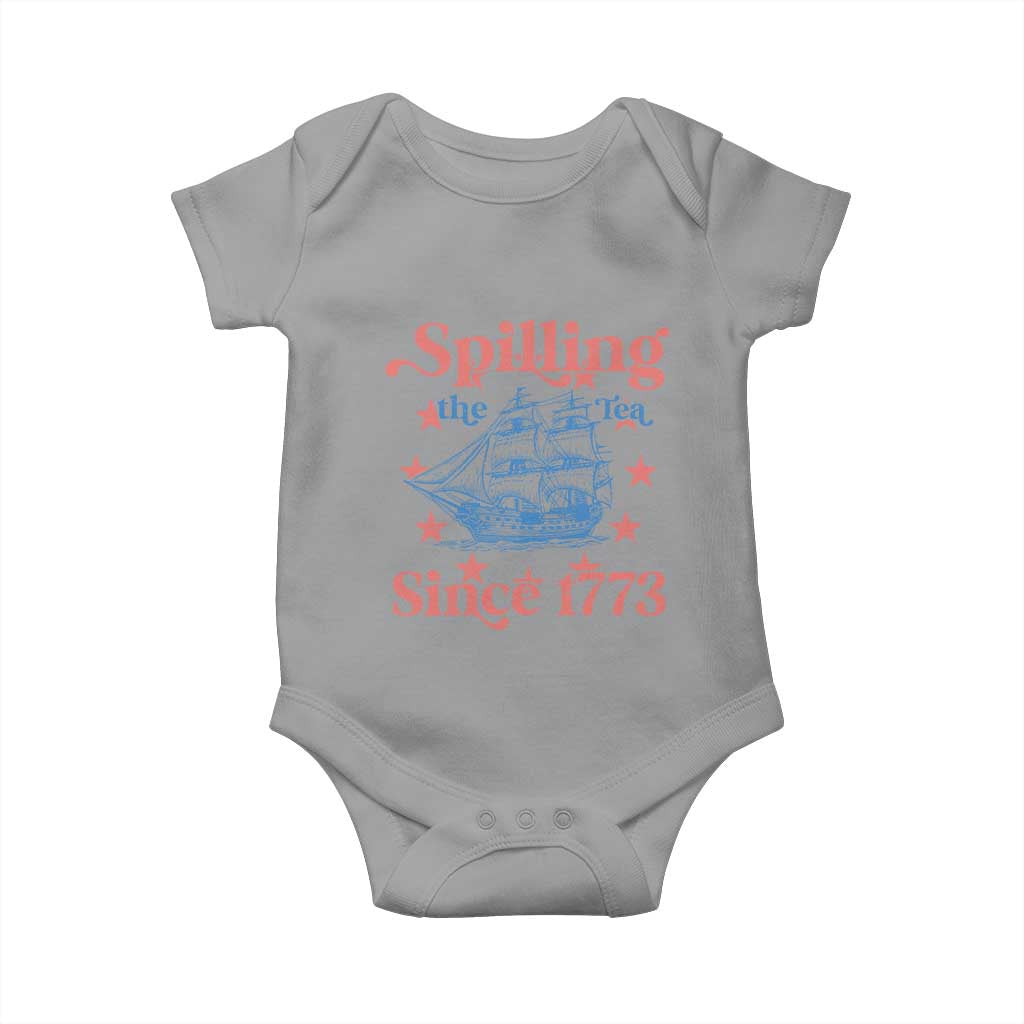 Funny Spilling The Tea Since 1776 Baby Onesie Us History Teacher 4th Of July - Wonder Print Shop