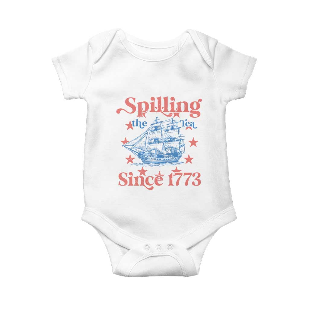 Funny Spilling The Tea Since 1776 Baby Onesie Us History Teacher 4th Of July - Wonder Print Shop