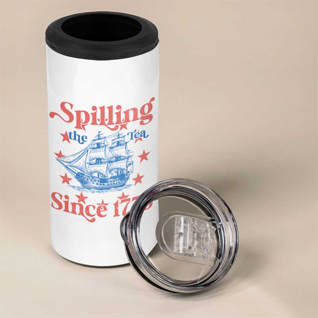 Funny Spilling The Tea Since 1776 4 in 1 Can Cooler Tumbler Us History Teacher 4th Of July - Wonder Print Shop