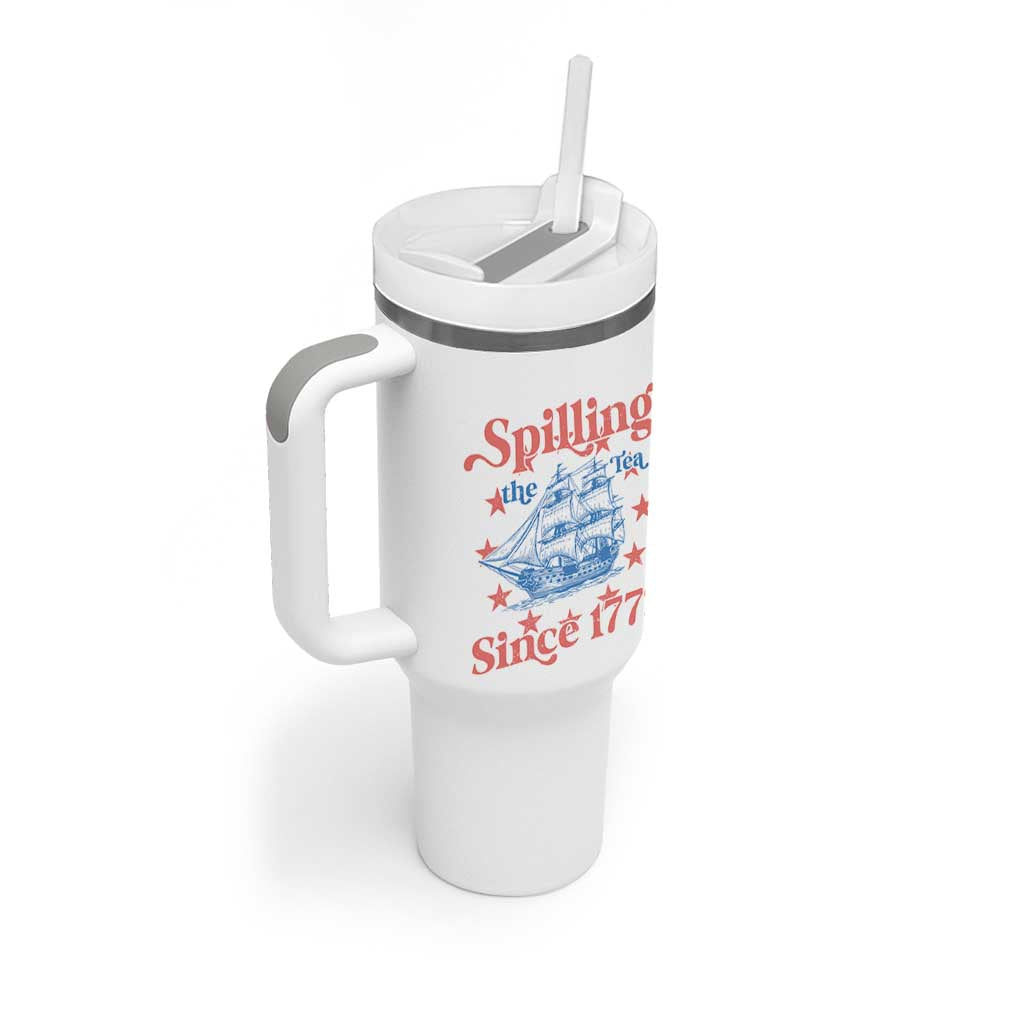 Funny Spilling The Tea Since 1776 Tumbler With Handle Us History Teacher 4th Of July - Wonder Print Shop