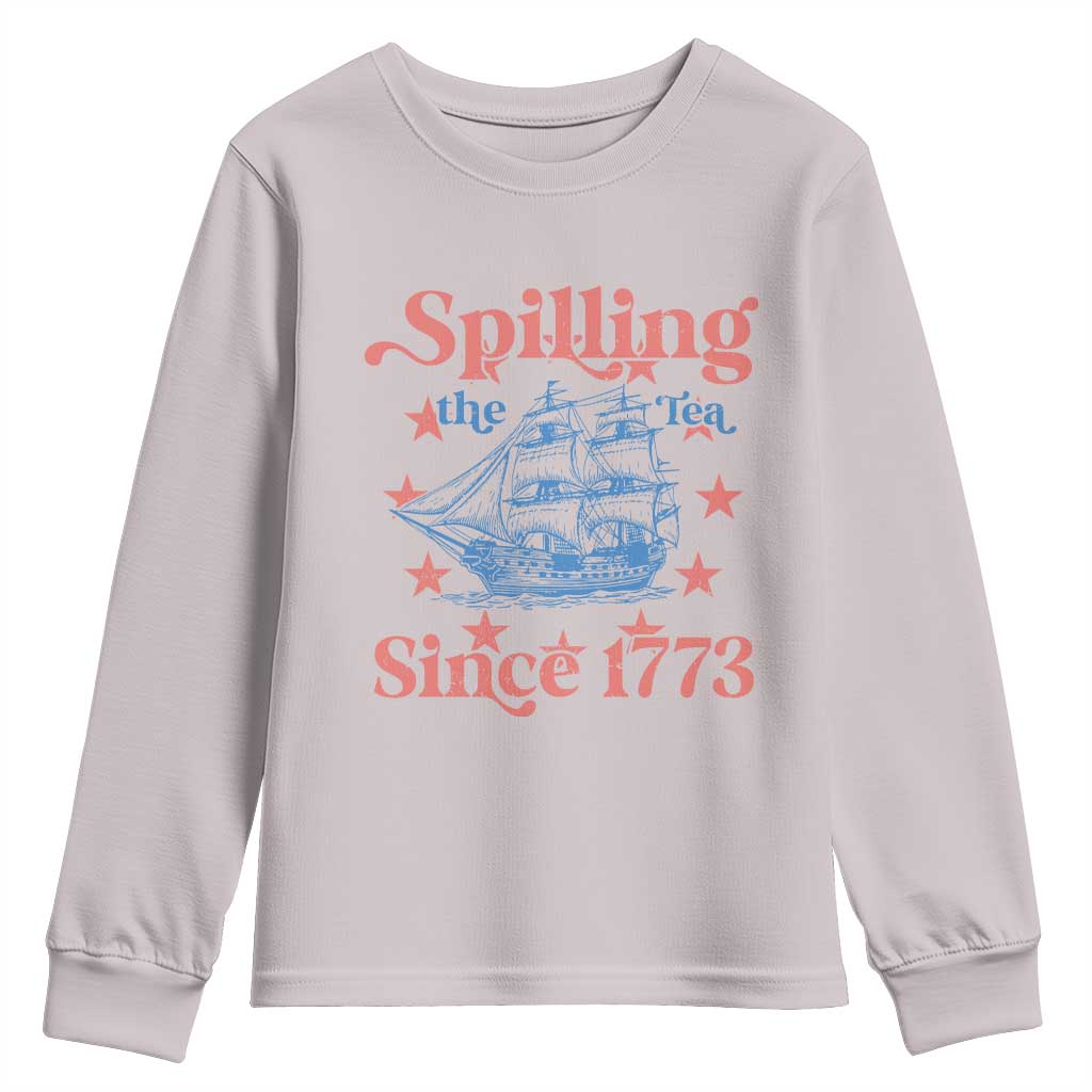Funny Spilling The Tea Since 1776 Youth Sweatshirt Us History Teacher 4th Of July - Wonder Print Shop