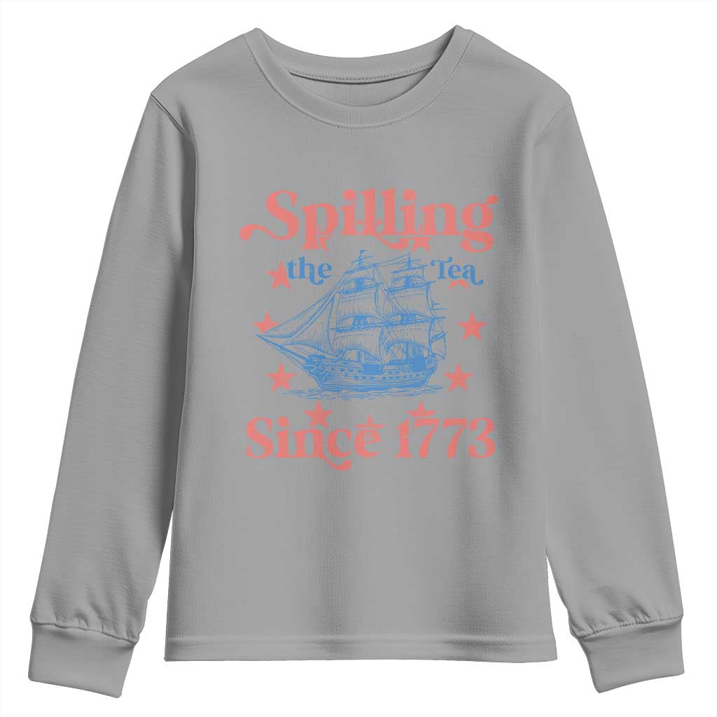 Funny Spilling The Tea Since 1776 Youth Sweatshirt Us History Teacher 4th Of July - Wonder Print Shop