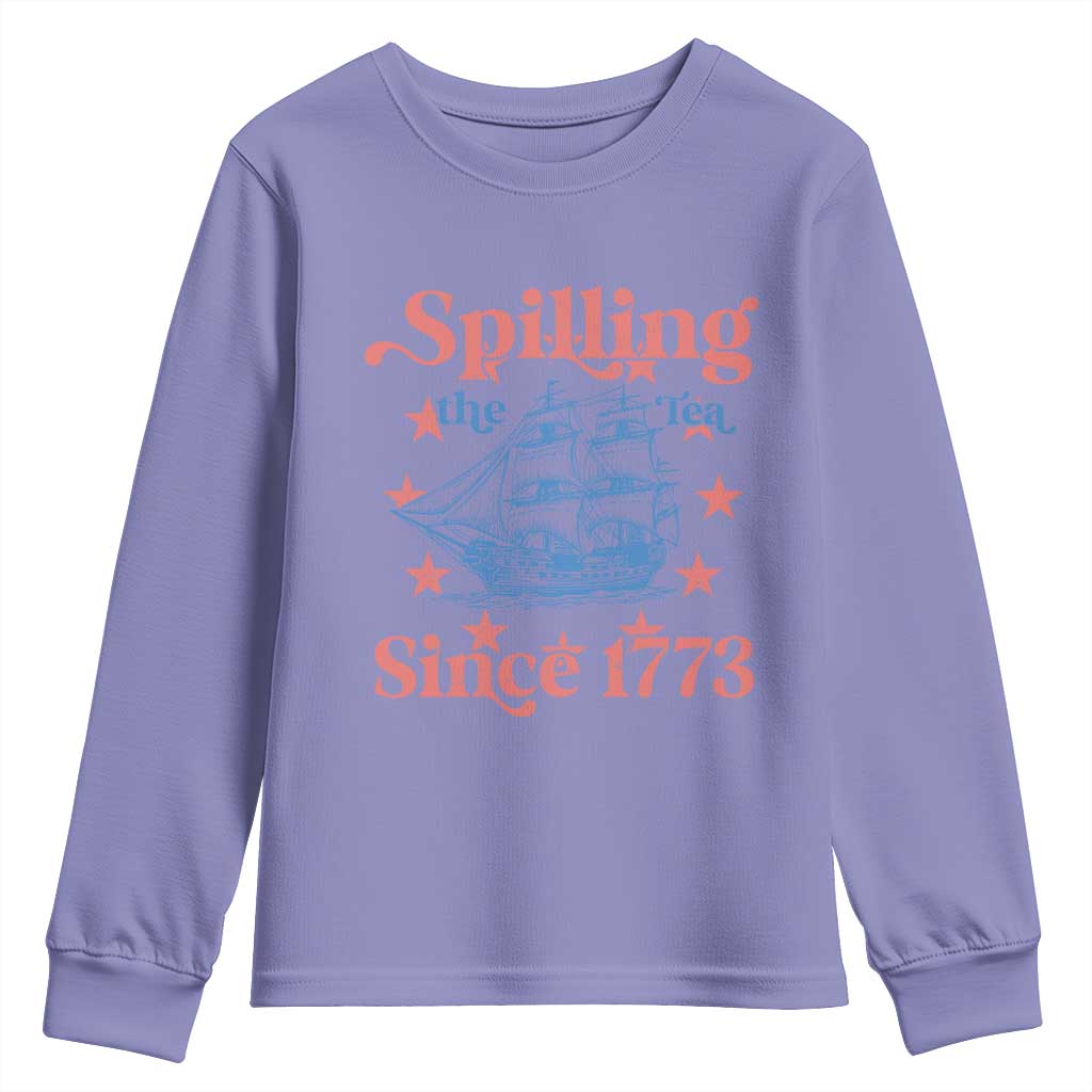 Funny Spilling The Tea Since 1776 Youth Sweatshirt Us History Teacher 4th Of July - Wonder Print Shop