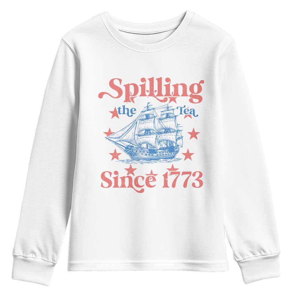 Funny Spilling The Tea Since 1776 Youth Sweatshirt Us History Teacher 4th Of July - Wonder Print Shop