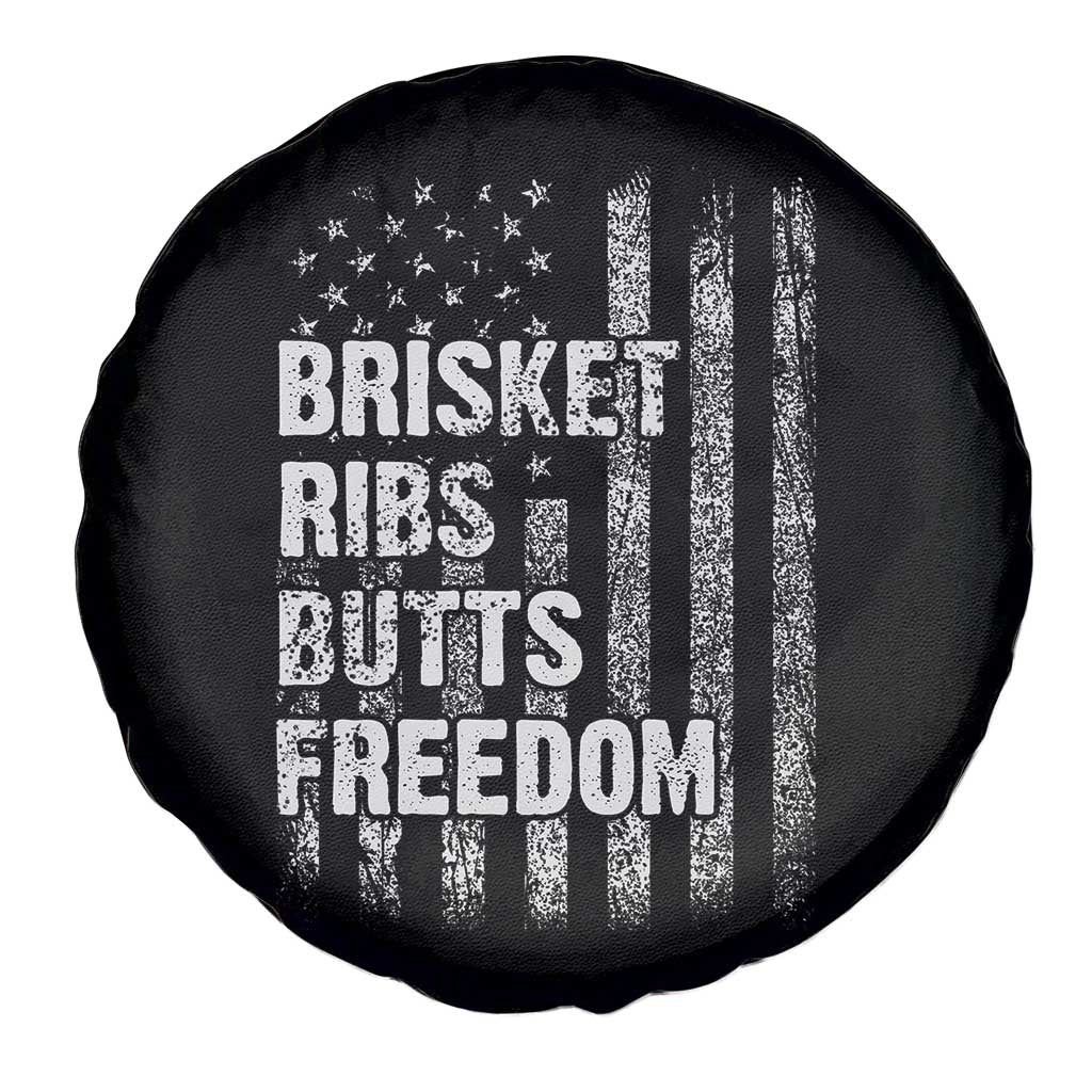 Funny BBQ Brisket Ribs Butts Freedom Spare Tire Cover 4th Of July Meat Smoking American Flag - Wonder Print Shop