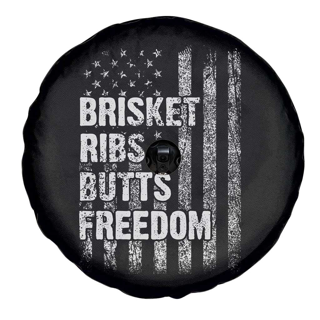 Funny BBQ Brisket Ribs Butts Freedom Spare Tire Cover 4th Of July Meat Smoking American Flag - Wonder Print Shop