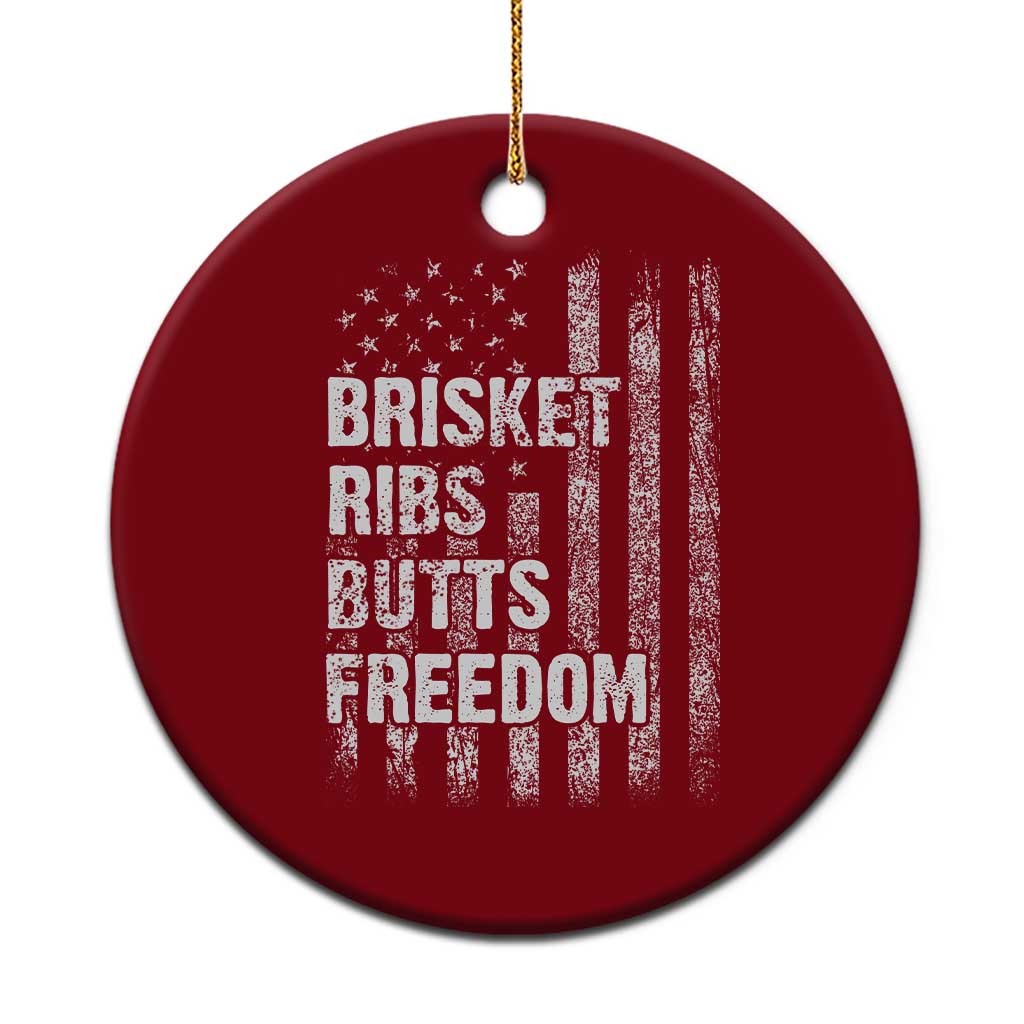Funny BBQ Brisket Ribs Butts Freedom Ceramic Ornament 4th Of July Meat Smoking American Flag - Wonder Print Shop