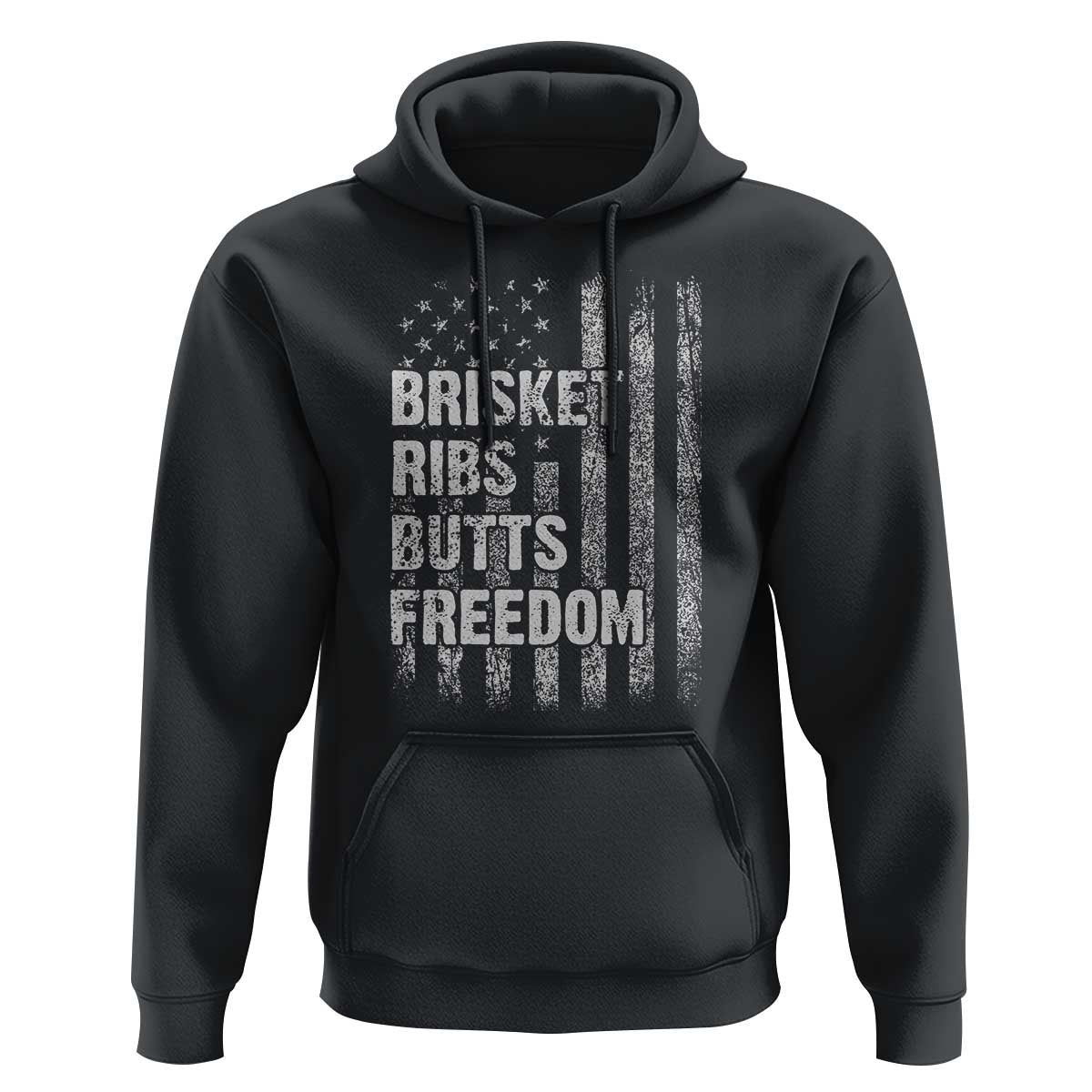 Funny BBQ Brisket Ribs Butts Freedom Hoodie 4th Of July Meat Smoking American Flag - Wonder Print Shop