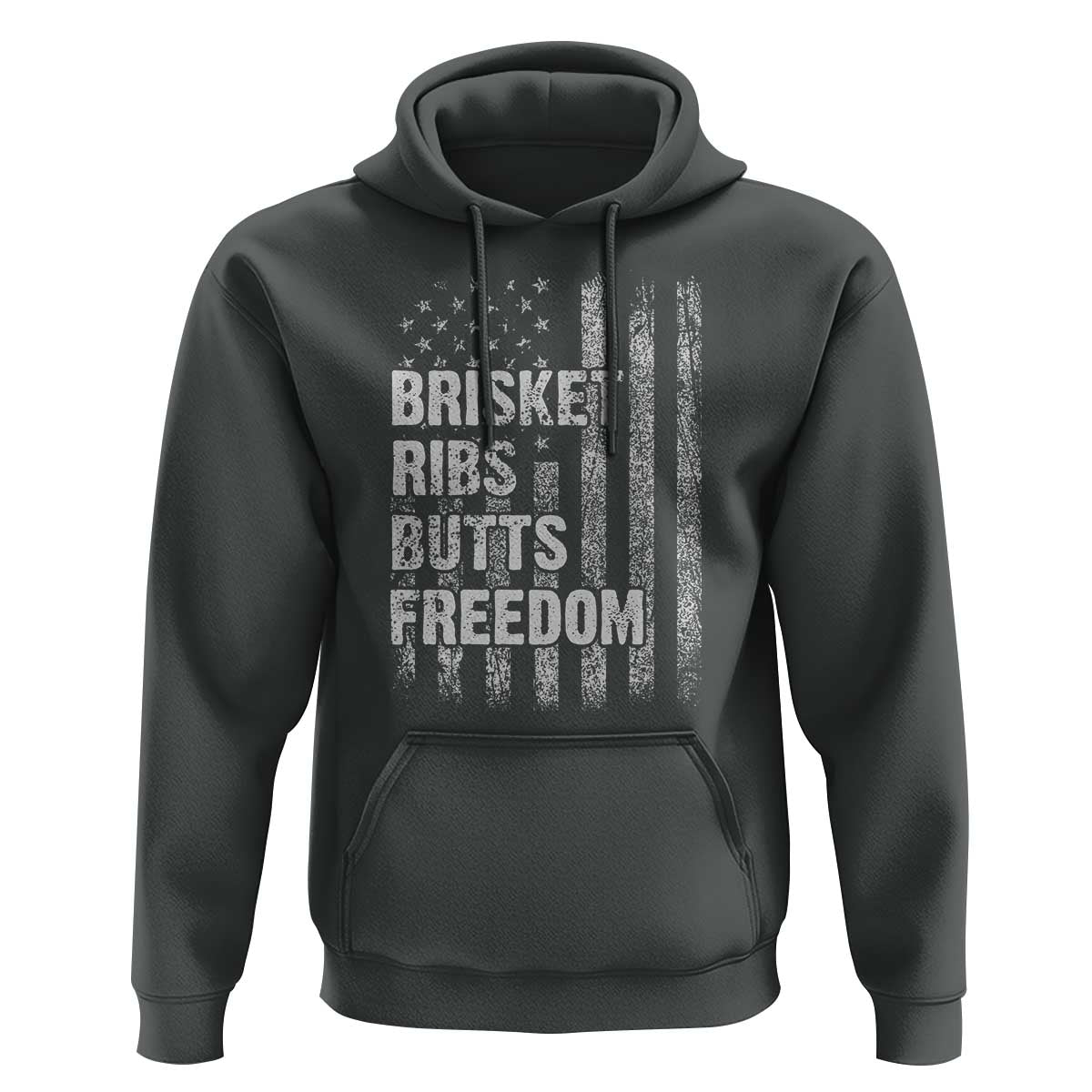 Funny BBQ Brisket Ribs Butts Freedom Hoodie 4th Of July Meat Smoking American Flag - Wonder Print Shop