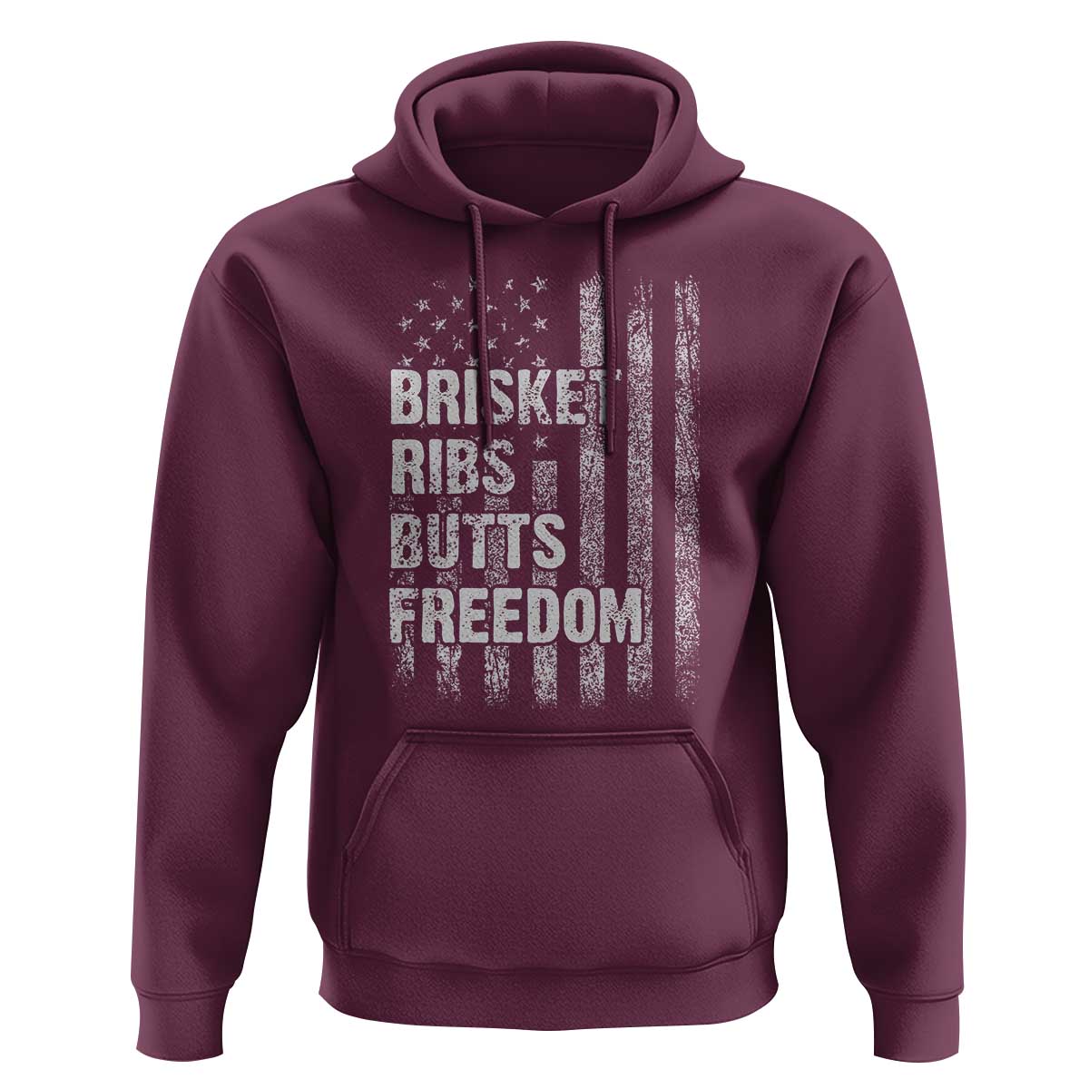 Funny BBQ Brisket Ribs Butts Freedom Hoodie 4th Of July Meat Smoking American Flag - Wonder Print Shop