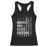 Funny BBQ Brisket Ribs Butts Freedom Racerback Tank Top 4th Of July Meat Smoking American Flag - Wonder Print Shop