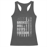 Funny BBQ Brisket Ribs Butts Freedom Racerback Tank Top 4th Of July Meat Smoking American Flag - Wonder Print Shop