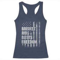 Funny BBQ Brisket Ribs Butts Freedom Racerback Tank Top 4th Of July Meat Smoking American Flag - Wonder Print Shop