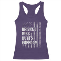Funny BBQ Brisket Ribs Butts Freedom Racerback Tank Top 4th Of July Meat Smoking American Flag - Wonder Print Shop