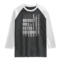 Funny BBQ Brisket Ribs Butts Freedom Raglan Shirt 4th Of July Meat Smoking American Flag - Wonder Print Shop