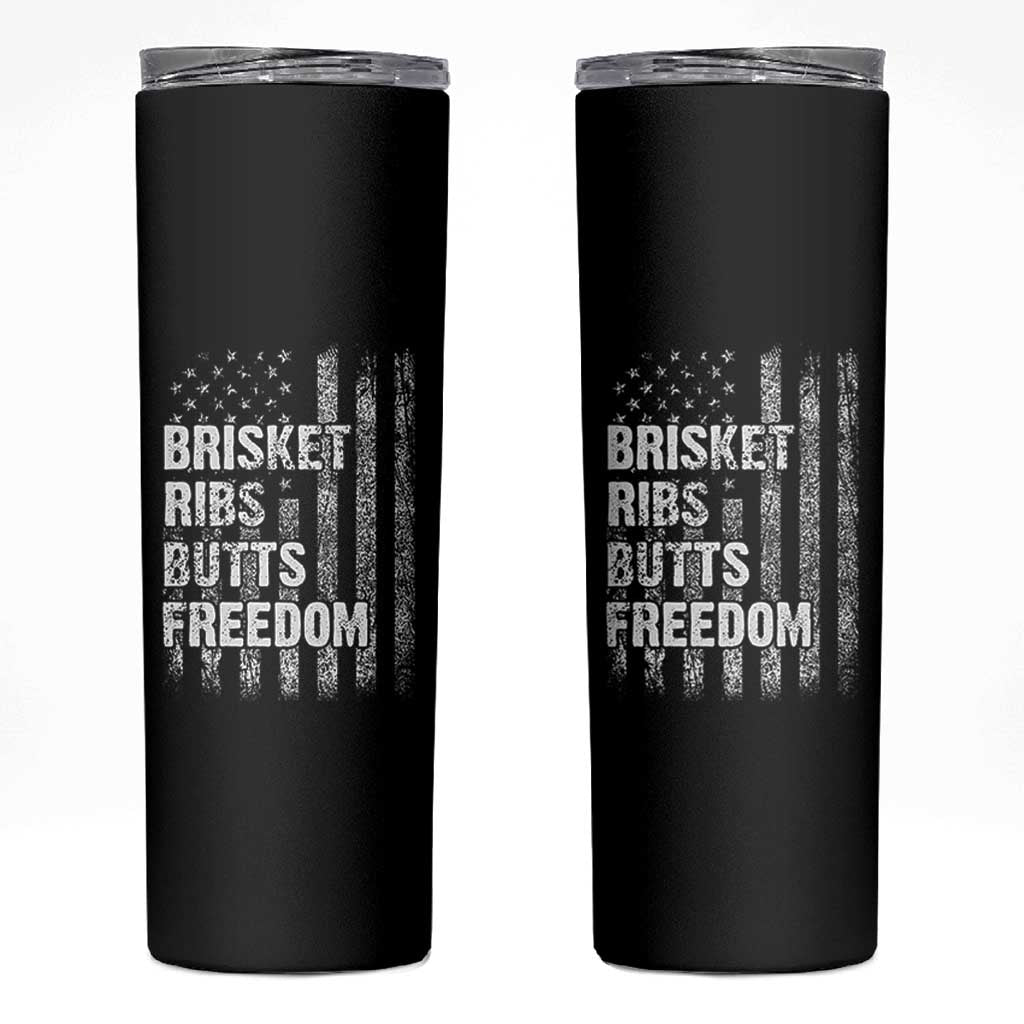 Funny BBQ Brisket Ribs Butts Freedom Skinny Tumbler 4th Of July Meat Smoking American Flag - Wonder Print Shop