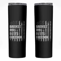 Funny BBQ Brisket Ribs Butts Freedom Skinny Tumbler 4th Of July Meat Smoking American Flag - Wonder Print Shop