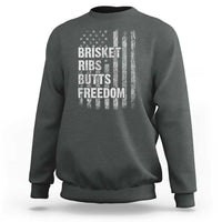 Funny BBQ Brisket Ribs Butts Freedom Sweatshirt 4th Of July Meat Smoking American Flag - Wonder Print Shop