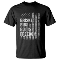 Funny BBQ Brisket Ribs Butts Freedom T Shirt 4th Of July Meat Smoking American Flag - Wonder Print Shop