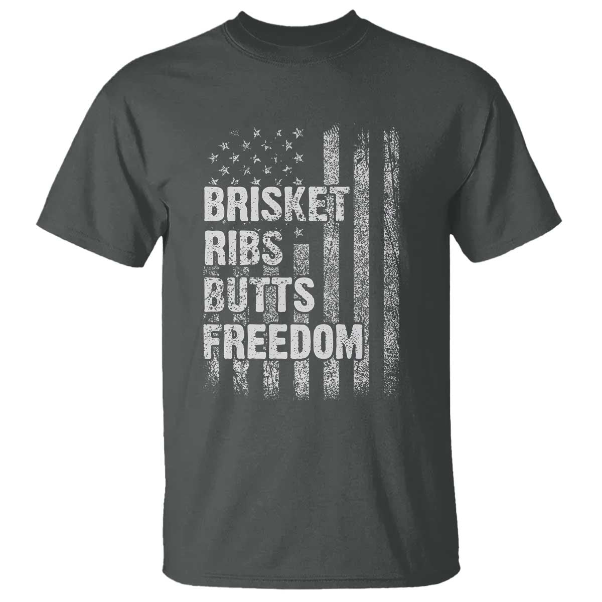 Funny BBQ Brisket Ribs Butts Freedom T Shirt 4th Of July Meat Smoking American Flag - Wonder Print Shop