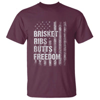 Funny BBQ Brisket Ribs Butts Freedom T Shirt 4th Of July Meat Smoking American Flag - Wonder Print Shop