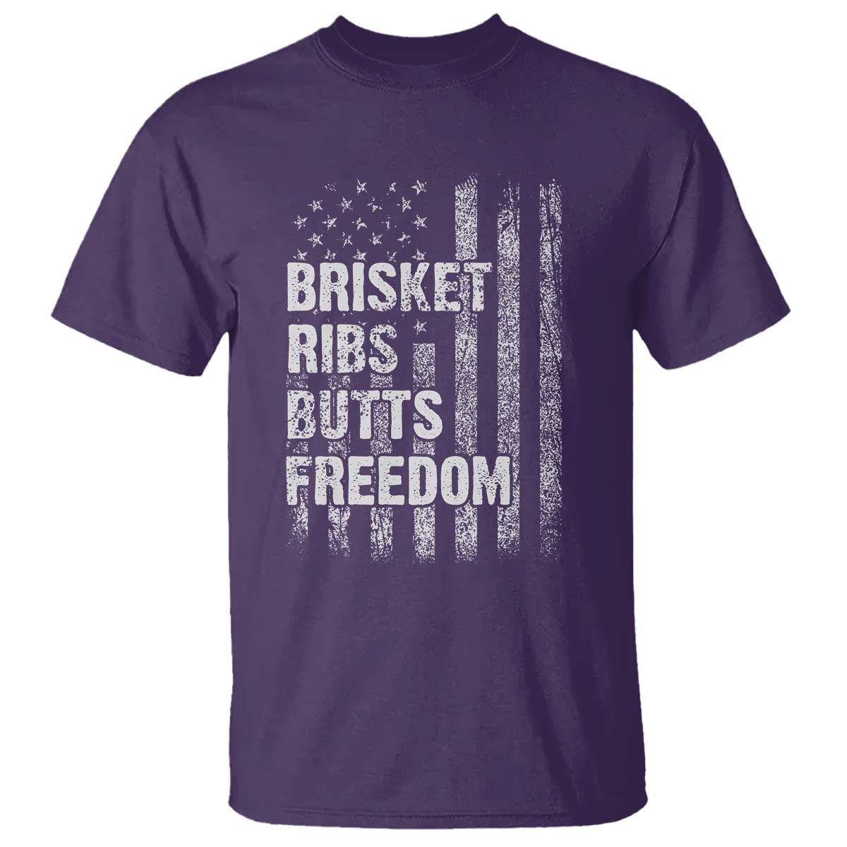 Funny BBQ Brisket Ribs Butts Freedom T Shirt 4th Of July Meat Smoking American Flag - Wonder Print Shop