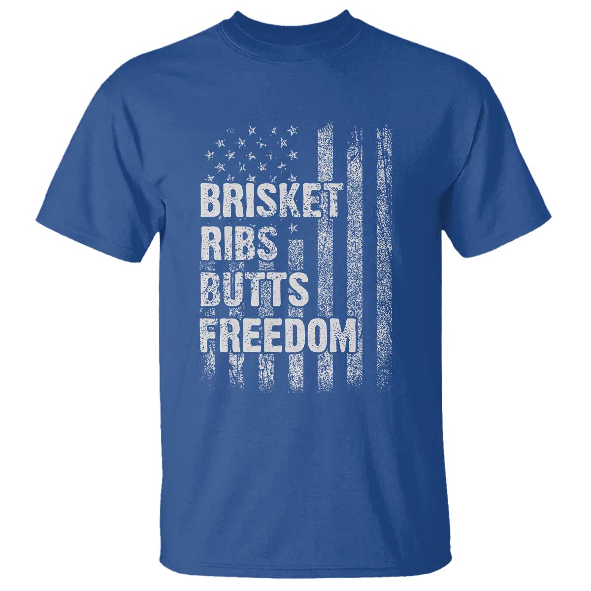 Funny BBQ Brisket Ribs Butts Freedom T Shirt 4th Of July Meat Smoking American Flag - Wonder Print Shop