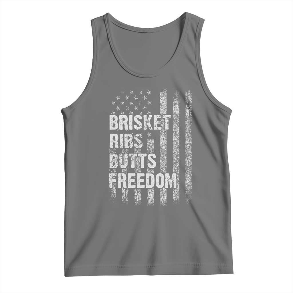Funny BBQ Brisket Ribs Butts Freedom Tank Top 4th Of July Meat Smoking American Flag - Wonder Print Shop