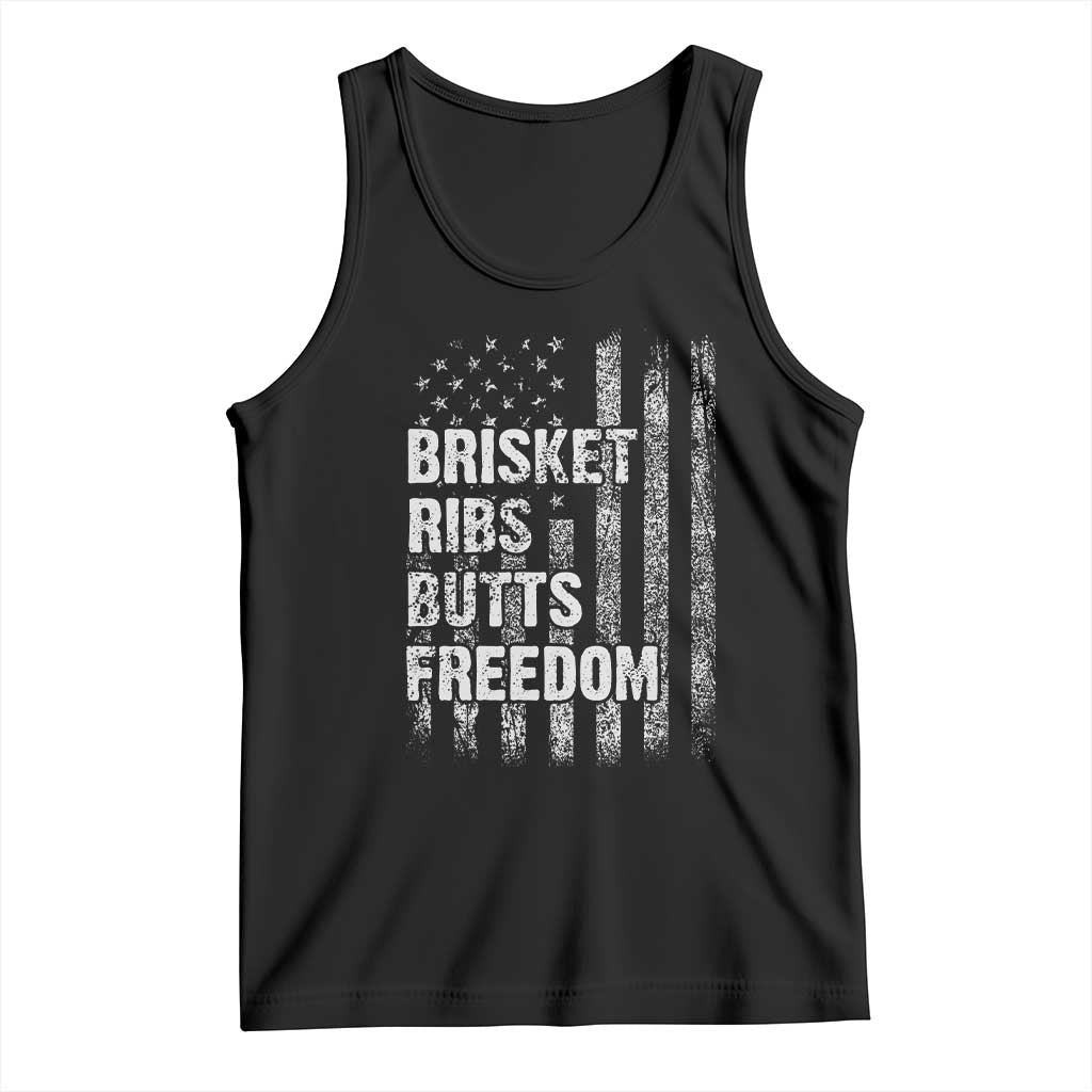 Funny BBQ Brisket Ribs Butts Freedom Tank Top 4th Of July Meat Smoking American Flag - Wonder Print Shop