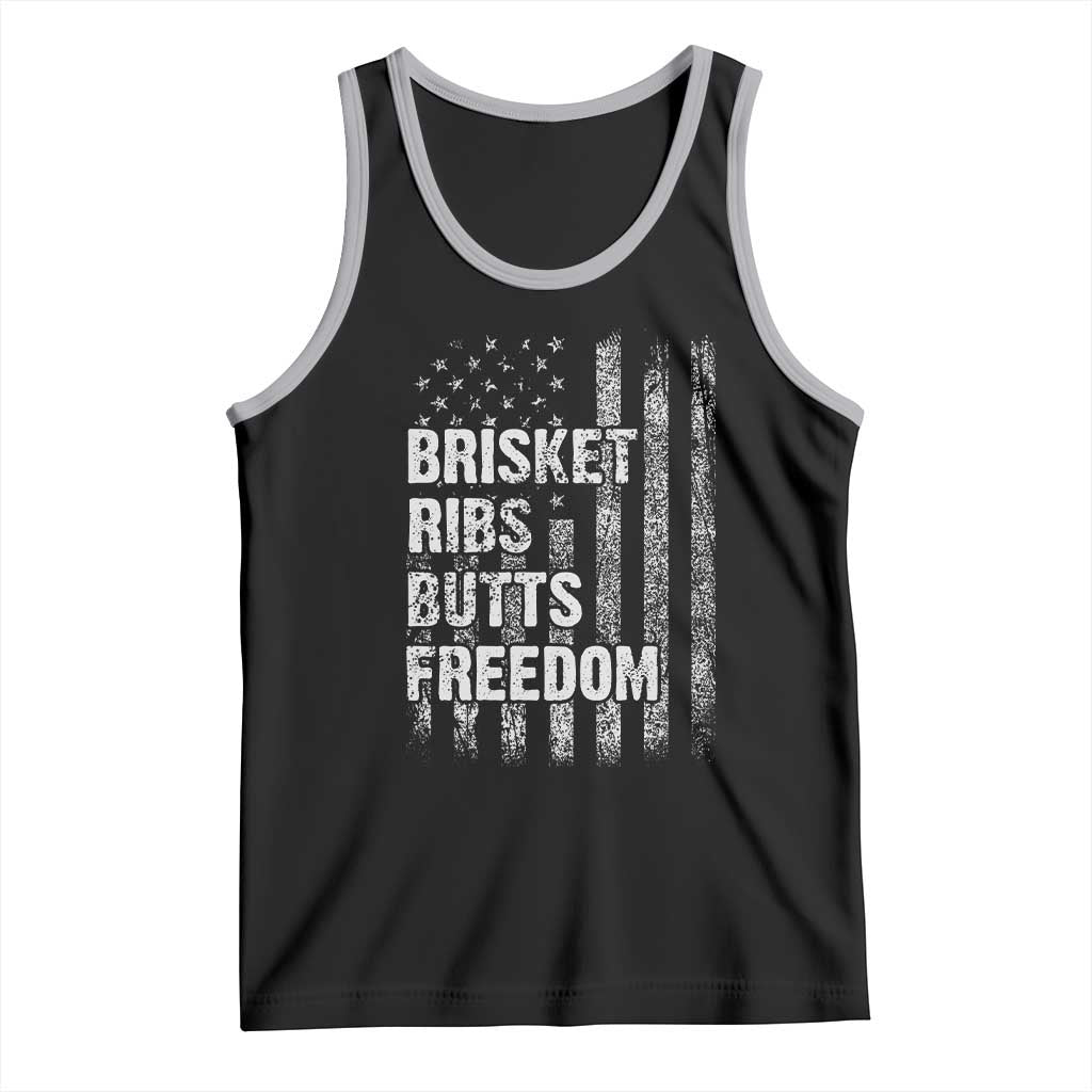 Funny BBQ Brisket Ribs Butts Freedom Tank Top 4th Of July Meat Smoking American Flag - Wonder Print Shop