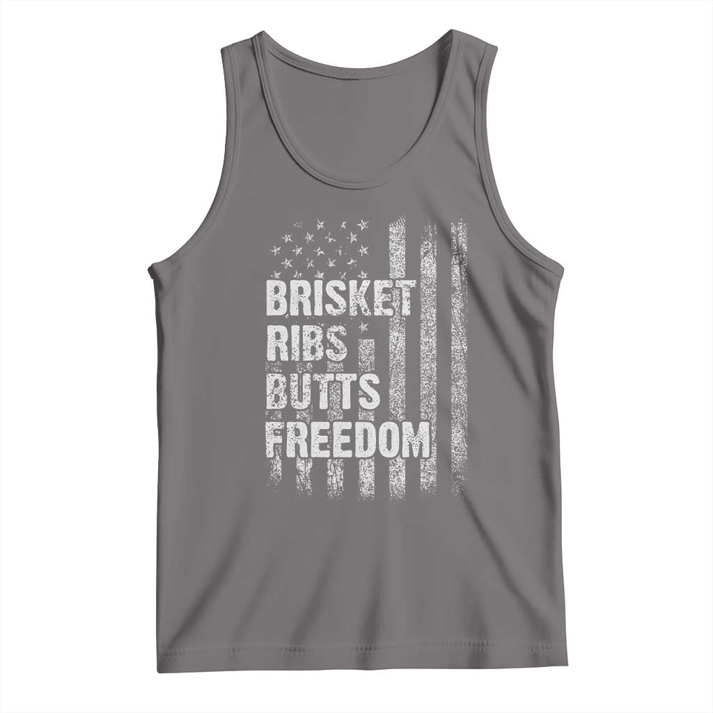 Funny BBQ Brisket Ribs Butts Freedom Tank Top 4th Of July Meat Smoking American Flag - Wonder Print Shop