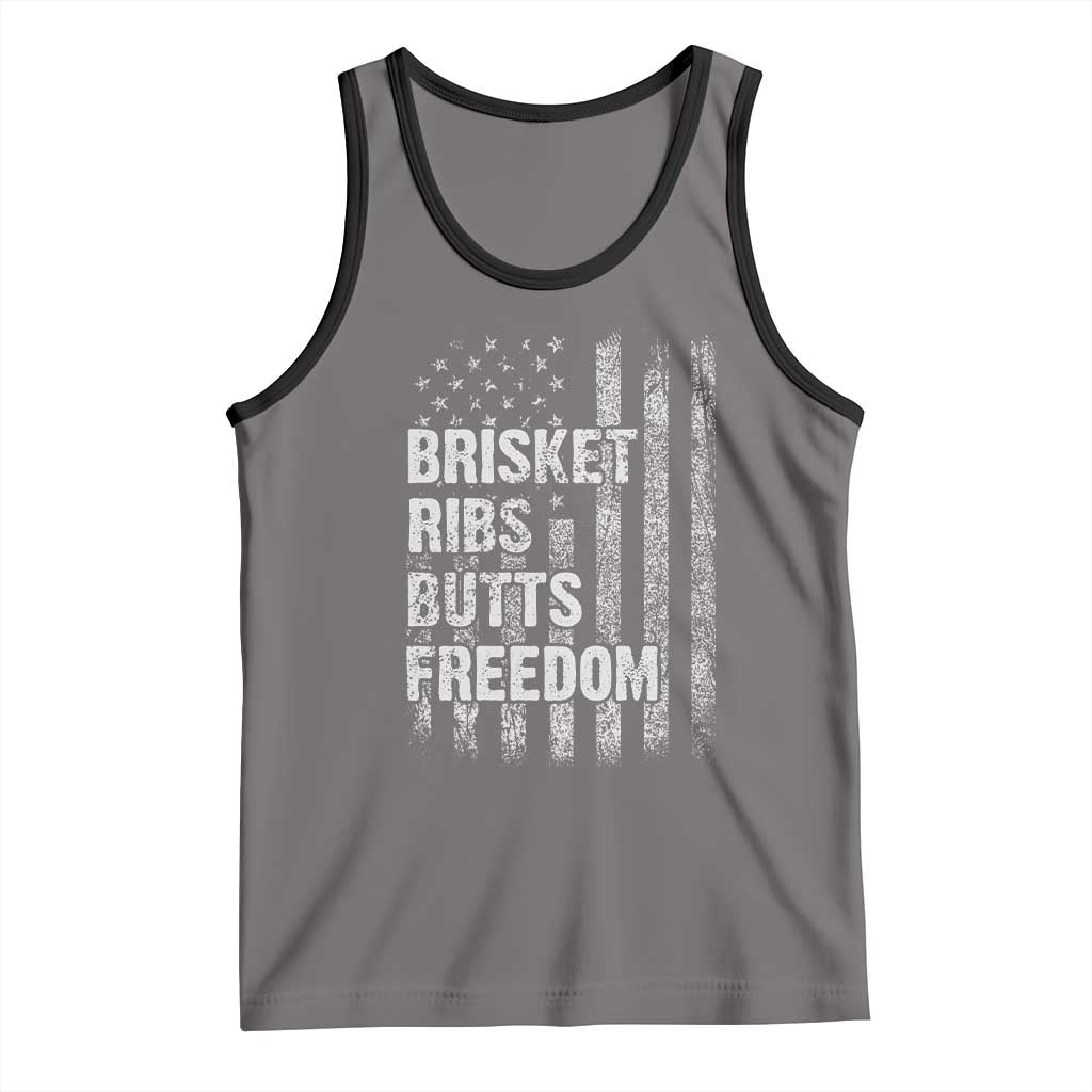 Funny BBQ Brisket Ribs Butts Freedom Tank Top 4th Of July Meat Smoking American Flag - Wonder Print Shop