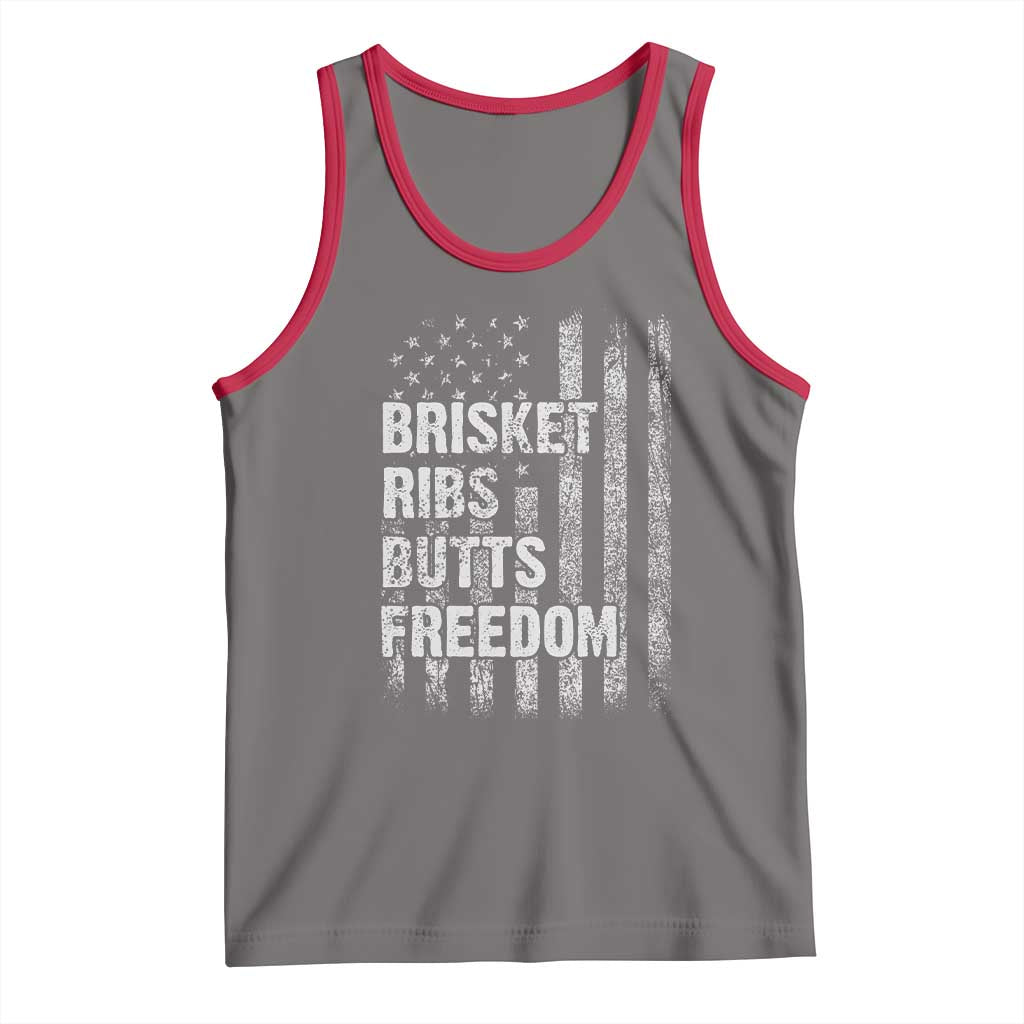 Funny BBQ Brisket Ribs Butts Freedom Tank Top 4th Of July Meat Smoking American Flag - Wonder Print Shop