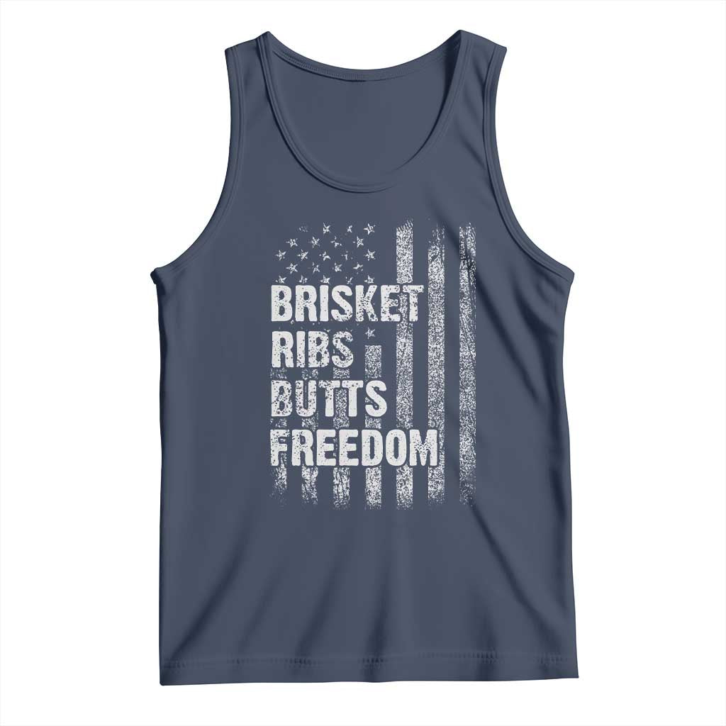 Funny BBQ Brisket Ribs Butts Freedom Tank Top 4th Of July Meat Smoking American Flag - Wonder Print Shop
