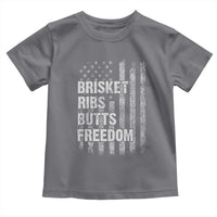 Funny BBQ Brisket Ribs Butts Freedom Toddler T Shirt 4th Of July Meat Smoking American Flag - Wonder Print Shop