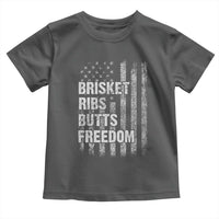 Funny BBQ Brisket Ribs Butts Freedom Toddler T Shirt 4th Of July Meat Smoking American Flag - Wonder Print Shop
