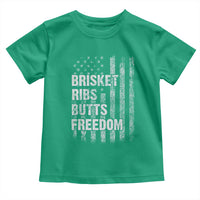 Funny BBQ Brisket Ribs Butts Freedom Toddler T Shirt 4th Of July Meat Smoking American Flag - Wonder Print Shop