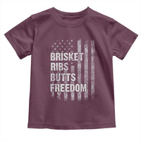 Funny BBQ Brisket Ribs Butts Freedom Toddler T Shirt 4th Of July Meat Smoking American Flag - Wonder Print Shop