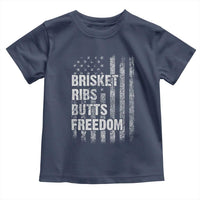 Funny BBQ Brisket Ribs Butts Freedom Toddler T Shirt 4th Of July Meat Smoking American Flag - Wonder Print Shop