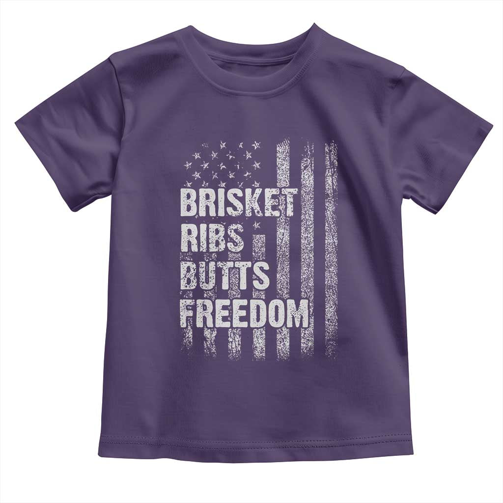 Funny BBQ Brisket Ribs Butts Freedom Toddler T Shirt 4th Of July Meat Smoking American Flag - Wonder Print Shop