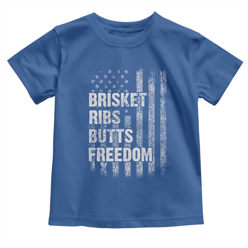 Funny BBQ Brisket Ribs Butts Freedom Toddler T Shirt 4th Of July Meat Smoking American Flag - Wonder Print Shop
