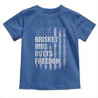 Funny BBQ Brisket Ribs Butts Freedom Toddler T Shirt 4th Of July Meat Smoking American Flag - Wonder Print Shop