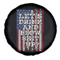 Funny Lets Drink And Blow Shit Up 4th Of July Beer Drinking Spare Tire Cover American Flag - Wonder Print Shop